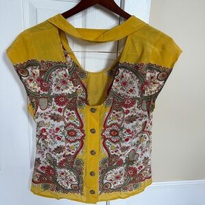 NWT Maeve by Anthropologie Yellow and Red Floral Blouse